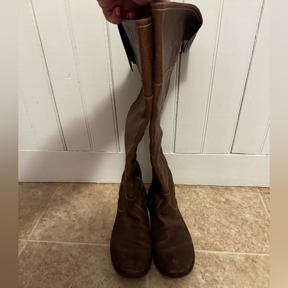 Frye Brown Tall Knee Flat Boots